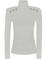 Balmain - Button Embellished Turtleneck Jumper - Lyst