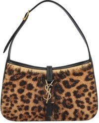 Saint Laurent - Leopard Patterned Logo Plaque Tote Bag - Lyst