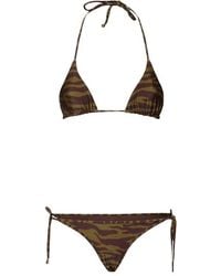 The Attico - Zebra Print Lycra Triangle Bikini - Lyst