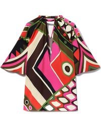 PUCCI - Pucci Vivara-Printed V-Neck Cap-Sleeved Blouse - Lyst