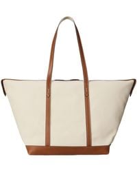 Polo Ralph Lauren - Bellport Leather-Trimmed Canvas Tote Bag - Lyst