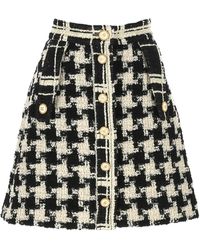 Valentino - Button Detailed Tweed Mini Skirt - Lyst
