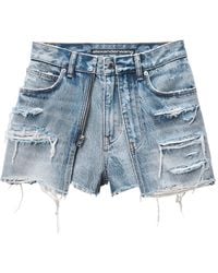 Alexander Wang - Distressed Double-Layer Mini Shorts - Lyst