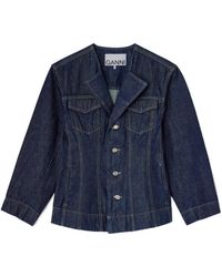 Ganni - Long-Sleeved Denim Jacket - Lyst
