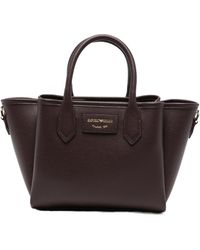 Emporio Armani - Grained-Leather Tote Bag - Lyst