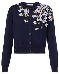Carolina Herrera - Embroidered Silk And Cotton Cardigan - Lyst