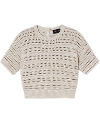 Emporio Armani - Crewneck Knitted Cropped Jumper - Lyst