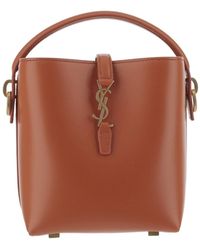 Saint Laurent - Mini Le 37 Logo-Plaque Bucket Bag - Lyst