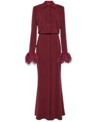 Roland Mouret - Feather-Trimmed Crepe-Satin Shirt Dress - Lyst