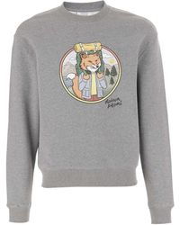 Maison Kitsuné - Maison Kitsuné Fox Printed Crewneck Sweatshirt - Lyst