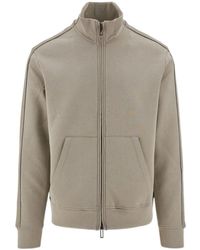 Emporio Armani - Logo-Jacquard Zip-Up Stretch-Cotton Sweatshirt - Lyst