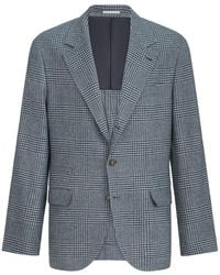 Brunello Cucinelli - Comfort Wool And Cashmere Prince Of Wales Flannel Deconstructed Blazer With Metal Buttons - Lyst
