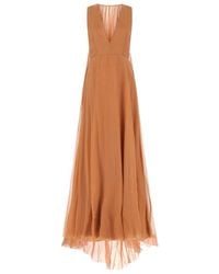 Valentino - V-Neck Silk Gown - Lyst