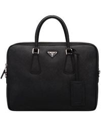 Prada - Triangle Logo Briefcase - Lyst