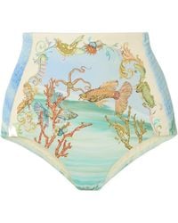 ALÉMAIS - Emerald Cove Shirred Printed Bikini Briefs - Lyst