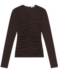 FRAME - Long-Sleeved Pleated T-Shirt - Lyst