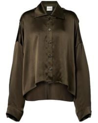 KHAITE - Bodine Asymmetric Silk Satin Shirt - Lyst