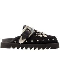 Toga - Metallic Detailed Buckled Corduroy Sabots - Lyst