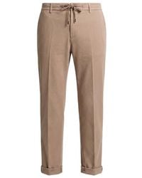 Peserico - Drawstring-Waist Turned-Up Tapered Trousers - Lyst