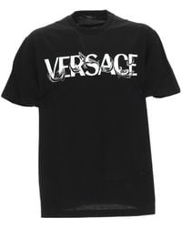 Versace - Barocco Silhouette-Print Cotton T-Shirt - Lyst
