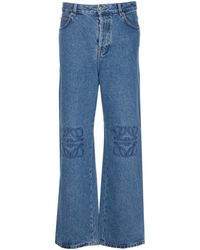 Loewe - Anagram-Embroidered Straight-Leg Jeans - Lyst
