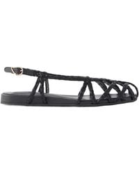 Ancient Greek Sandals - Kardia Leather-Trimmed Raffia Sandals - Lyst