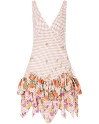 Donde Esteban - Pajaritos Y Rosas Ruffled Cotton Mini Dress - Lyst