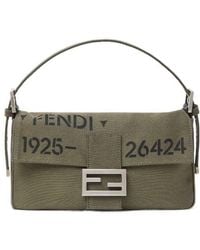 Fendi - Baguette 26424 Khaki Canvas Bag With Stencil Print - Lyst