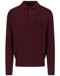 Polo Ralph Lauren - Long-Sleeved Knitted Polo Shirt - Lyst