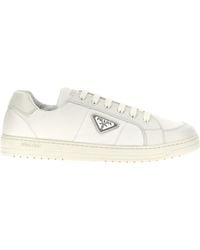 Prada - Downtown Triangle-Logo Lace-Up Sneakers - Lyst
