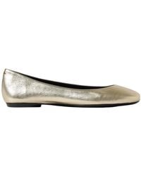 Lanvin - Metallic-Finish Leather Ballet Flats - Lyst