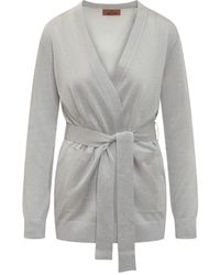 Missoni - Metallic-Threading V-Neck Belted Cardigan - Lyst