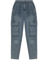 Isabel Marant - Isabel Marant Étoile Logo-Patch Denim Cargo Jeans - Lyst