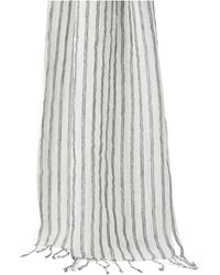 Brunello Cucinelli - Sparkling Striped Fringed Scarf - Lyst