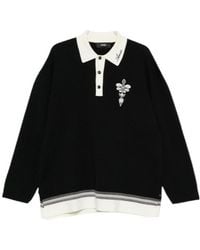 Amiri - Long-Sleeve Knitted Polo Shirt - Lyst