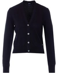 A.P.C. - Logo Intarsia Cardigan - Lyst