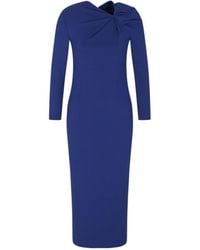 Emporio Armani - Knot Detailed Long-Sleeved Midi Dress - Lyst
