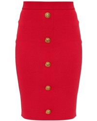 Balmain - Button Mini Skirt - Lyst