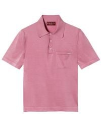 Gucci - Silk Polo Shirt With Lateral Intarsia - Lyst