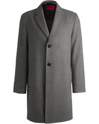 BOSS - Long-Sleeved Wool Coat - Lyst