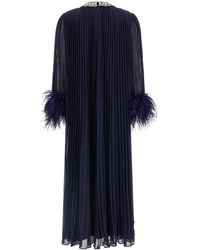 Self-Portrait Blue Chiffon Tiered Midi Dress