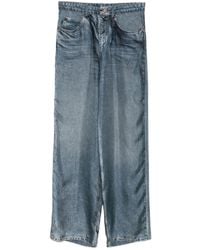 Pierre Louis Mascia - Aloe Denim-Print Silk Trousers - Lyst