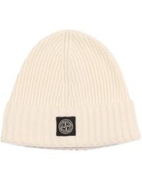 Stone Island - Junior Logo Patch Ribbed Beanie - Lyst