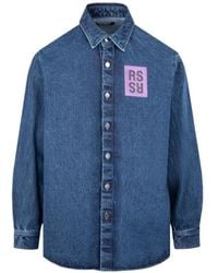 Raf Simons - Logo Patch Buttoned Denim Shirt - Lyst