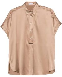 Brunello Cucinelli - Short-Sleeved Buttoned Blouse - Lyst