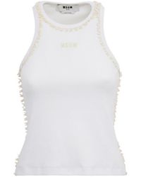 MSGM - Cotton Blend Tank Top - Lyst