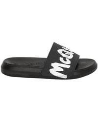 McQueen - Grafitti Logo Printed Slip-On Slides - Lyst