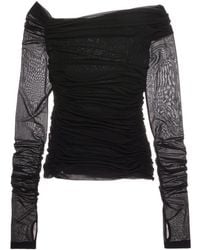 Helmut Lang - Ruched Off-Shoulder Top - Lyst