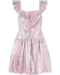 BATSHEVA - Ruched Lamé Mini Dress - Lyst