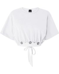 Pinko - Lace-Up Cropped T-Shirt - Lyst